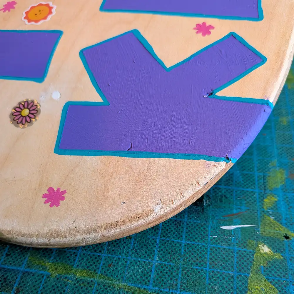 Detail view of texture and colour on ‘Machine’ skateboard