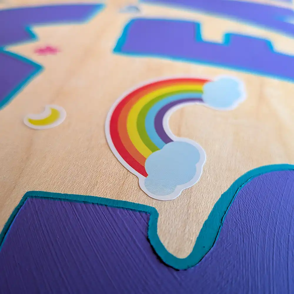 Close-up of deck surface on ‘Machine’ skateboard