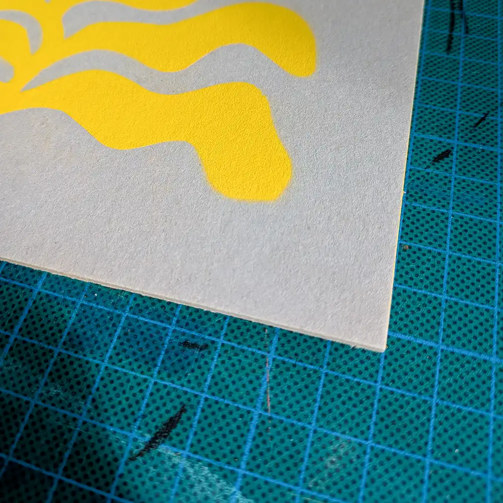 Detail view of texture and colour on ‘Radical Roots’ print